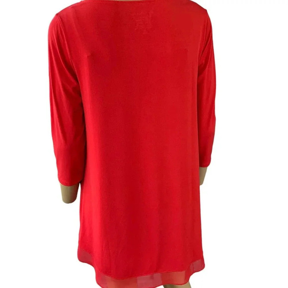 Chico's Casual Jersey Tops Blouse Women Size M Red Pullover Metal Keyhole Neck - Picture 2 of 16